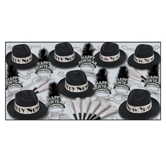 Beistle Black & Silver New Year Swingin' Party Favor Kit for 50